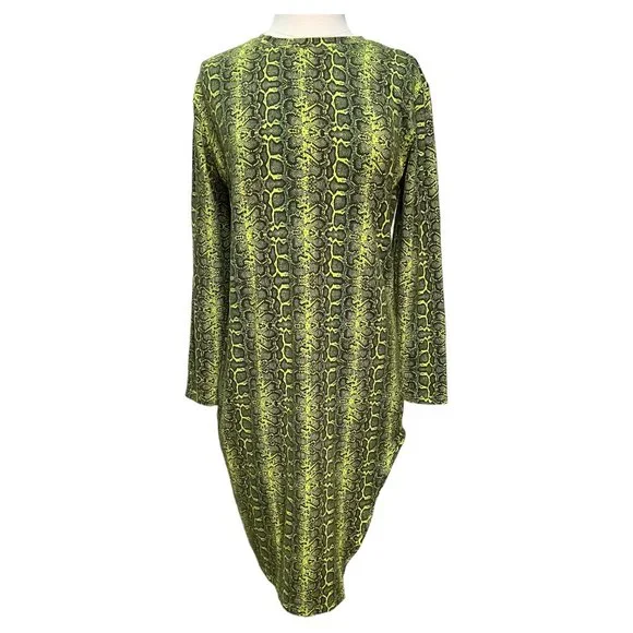 Missguided | Dresses | Bright Green Snakeskin Dress | Poshmark